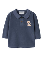 NAME IT Kolla Knit Polo in Vintage Indigo front view