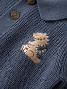 NAME IT Kolla Knit Polo in Vintage Indigo embroidered motif