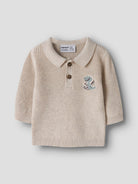 NAME IT Kolla Knit Polo in peyote melange angled view
