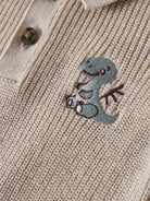 NAME IT Kolla Knit Polo in peyote melange embroidered logo detail