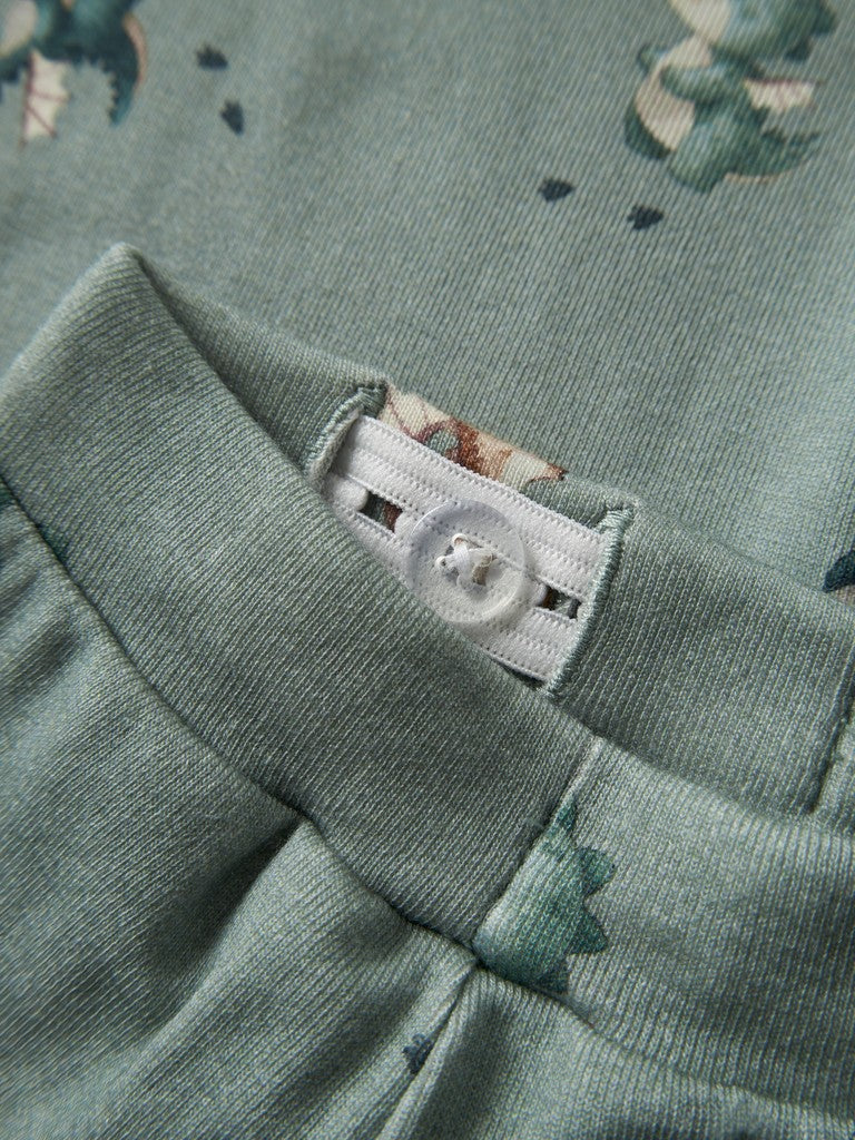 NAME IT Karlos Pant in Green Milieu waistband button detail