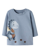 NAME IT Karse Top in Ashley Blue front view