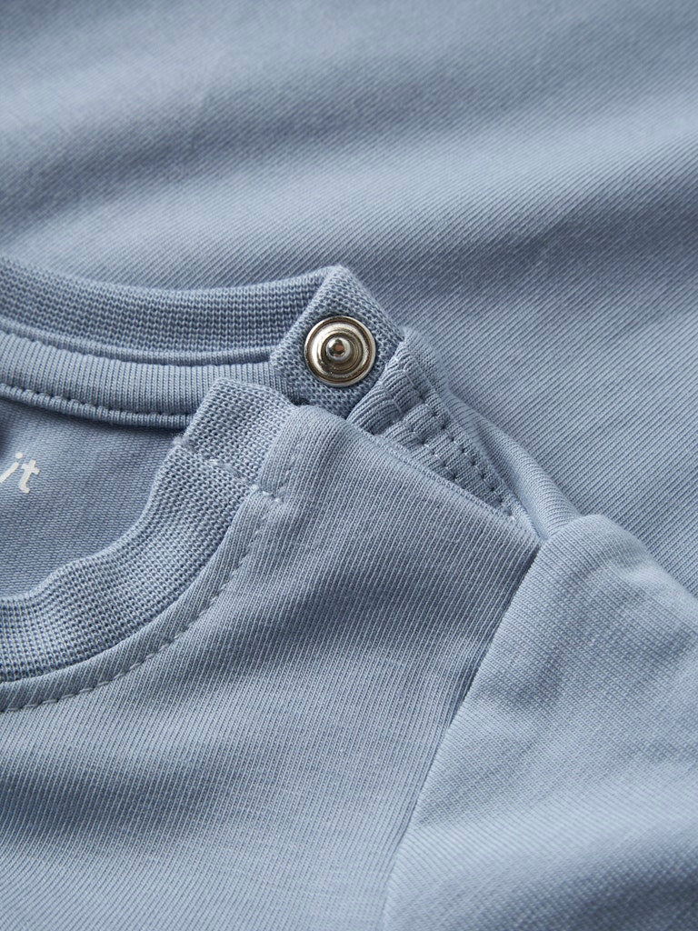 NAME IT Karse Top in Ashley Blue snap shoulder detail