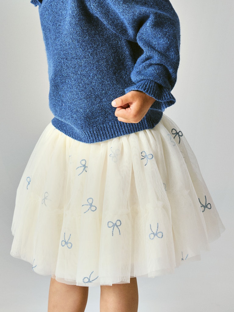 NAME IT Kira Tulle Skirt in Antique White front model view