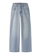 NAME IT Bella Wide Rhine Jeans in Light Blue Denim front view