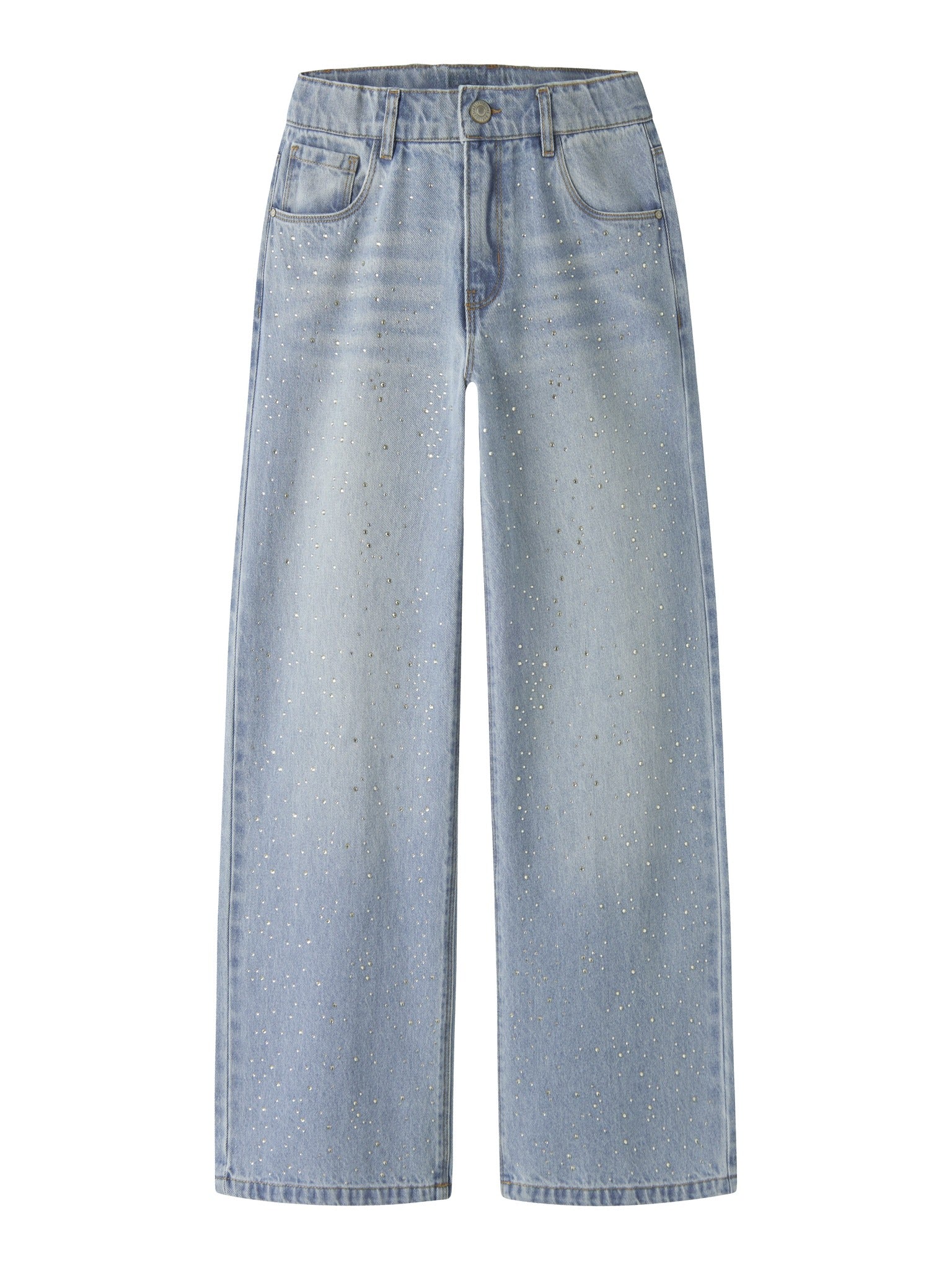 NAME IT Bella Wide Rhine Jeans in Light Blue Denim front view