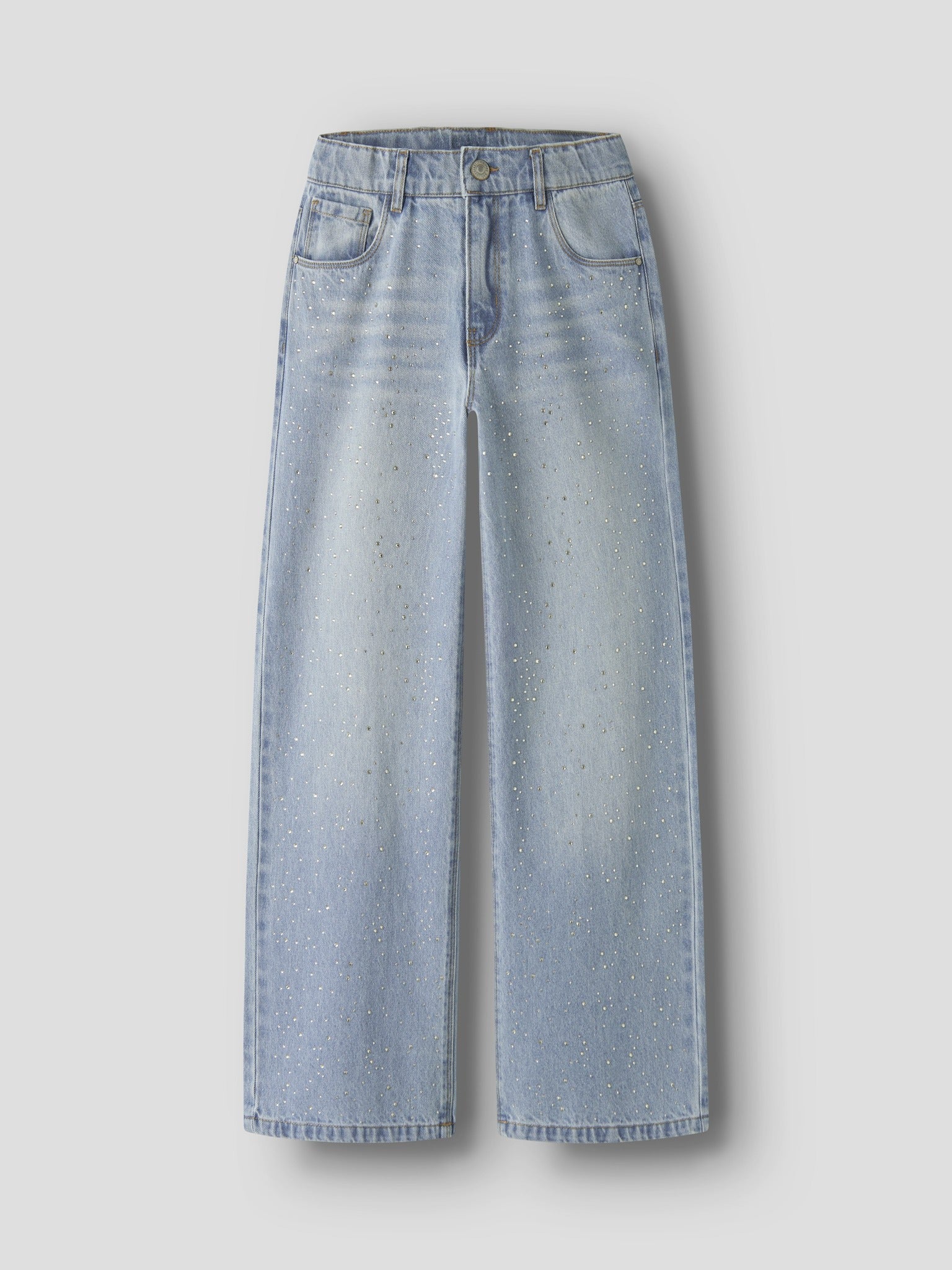 NAME IT Bella Wide Rhine Jeans in Light Blue Denim angled view