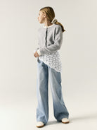 NAME IT Bella Wide Rhine Jeans in Light Blue Denim rhinestone detail