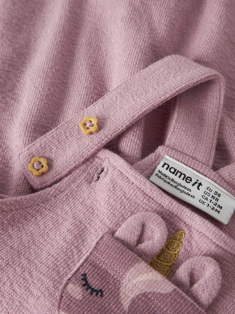 NAME IT Leah Sweatshirt Overall in lilas strap and fabric detail