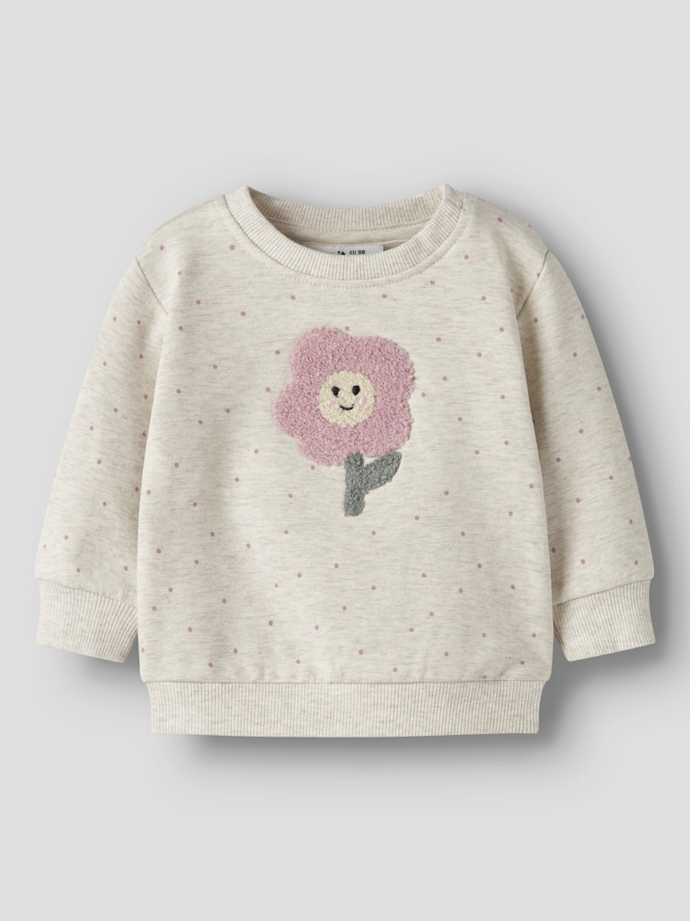 NAME IT Luelle Long Sleeve Sweatshirt in peyote melange angled view