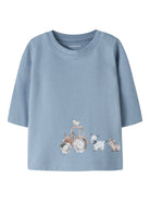 NAME IT Laurids Long Sleeve Top in Ashley Blue front view