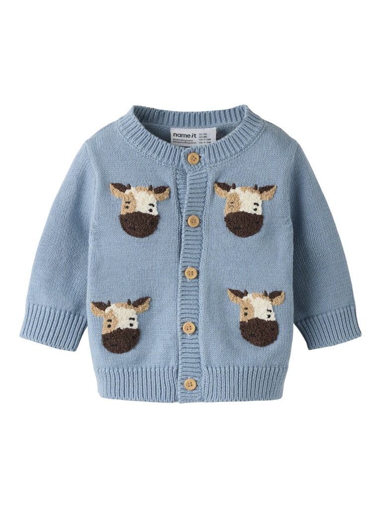 NAME IT London Long Sleeve Knit Card in Ashley Blue front view