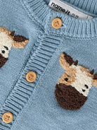 NAME IT London Long Sleeve Knit Card in Ashley Blue button placket detail