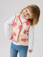 NAME IT Lara Teddy Vest in Antique White angled model view