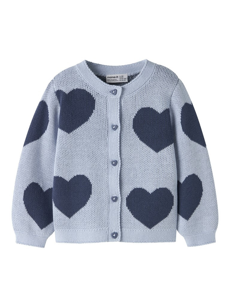 NAME IT Lianax Long Sleeve Knit Card in Subdued Blue front view