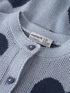 NAME IT Lianax Long Sleeve Knit Card in Subdued Blue button placket detail