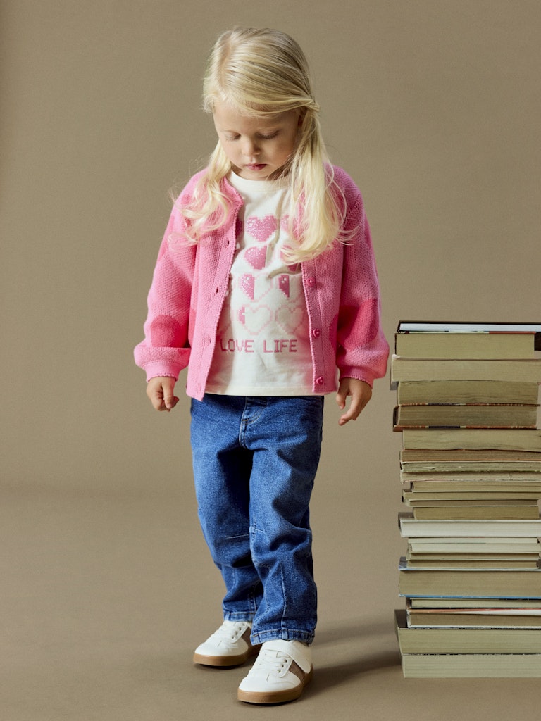 NAME IT Lianax Long Sleeve Knit Card in Flowering Ginger knit texture detail