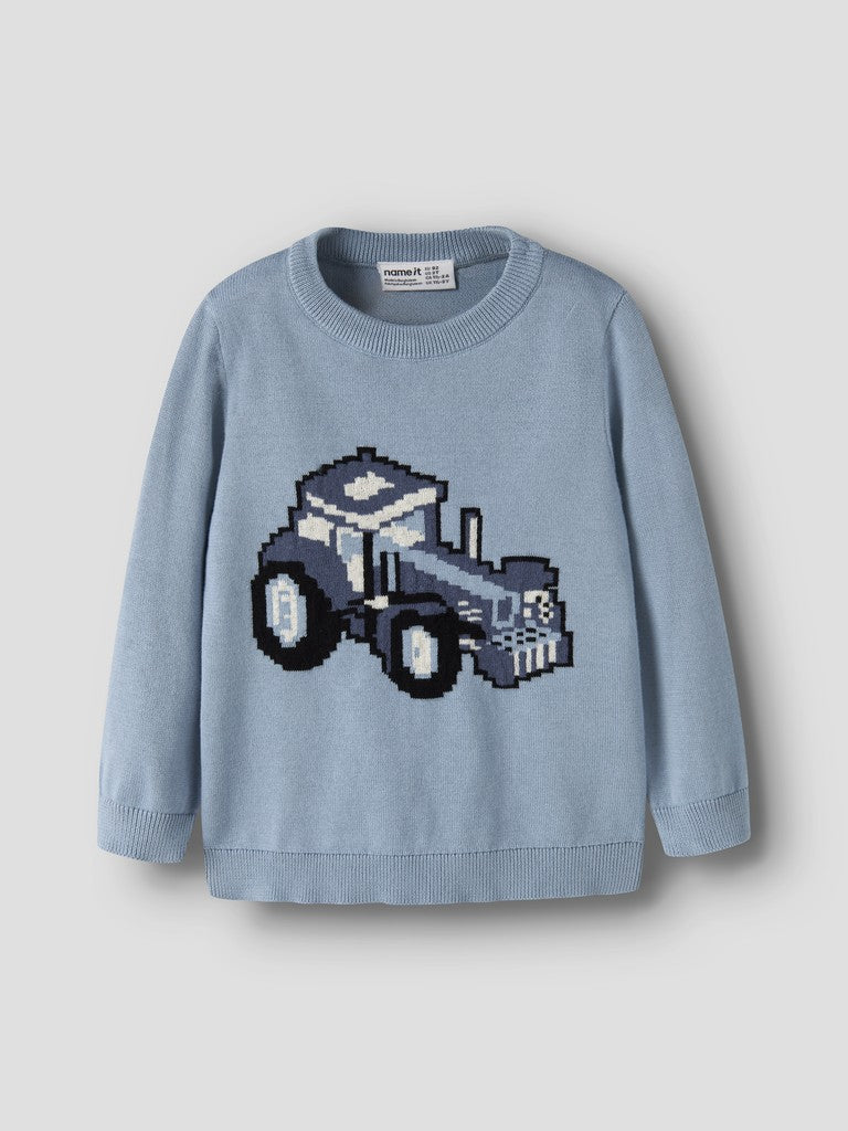 NAME IT Levon Long Sleeve Knit in Ashley Blue angled view