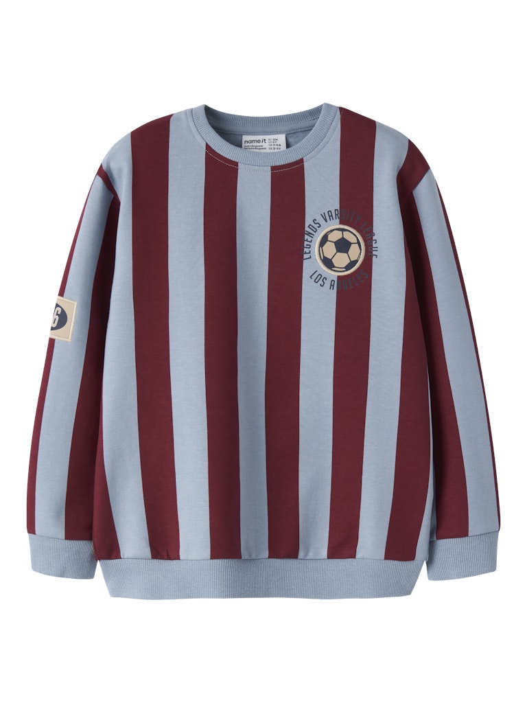 NAME IT Lane Long Sleeve Sweatshirt in Ashley Blue front view