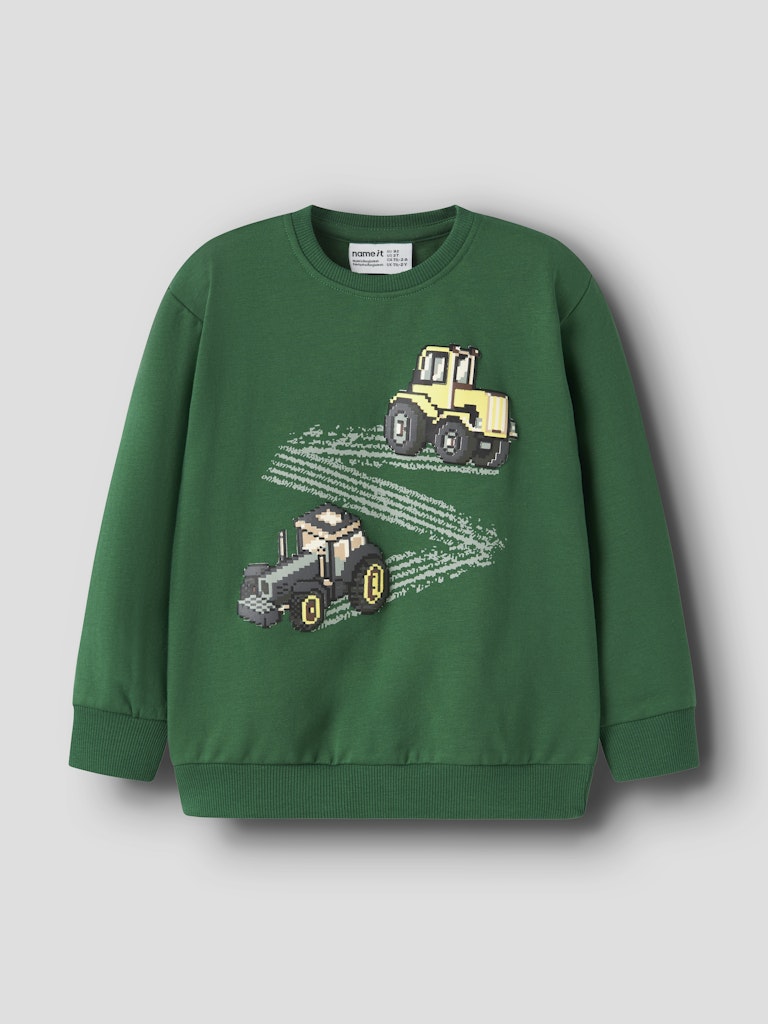 NAME IT Lavandin Long Sleeve Sweatshirt in Verdant Green angled view