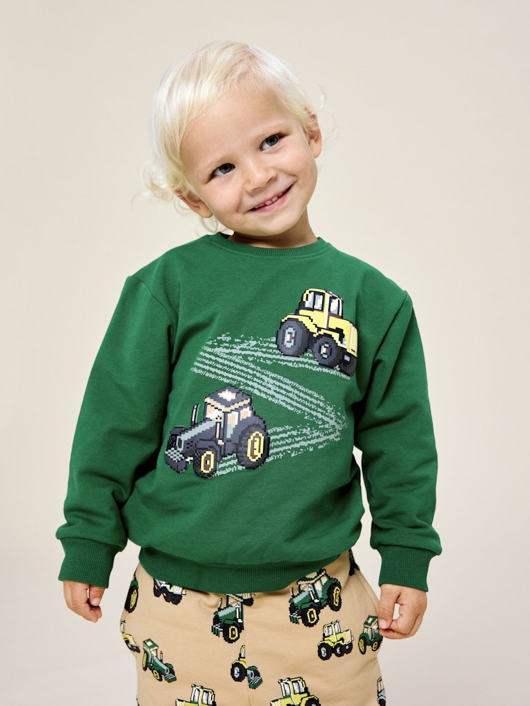 NAME IT Lavandin Long Sleeve Sweatshirt in Verdant Green front model view
