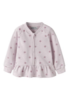 NAME IT Ovidia Long Sleeve Sweatshirt Cardigan in Light Lilac angled view