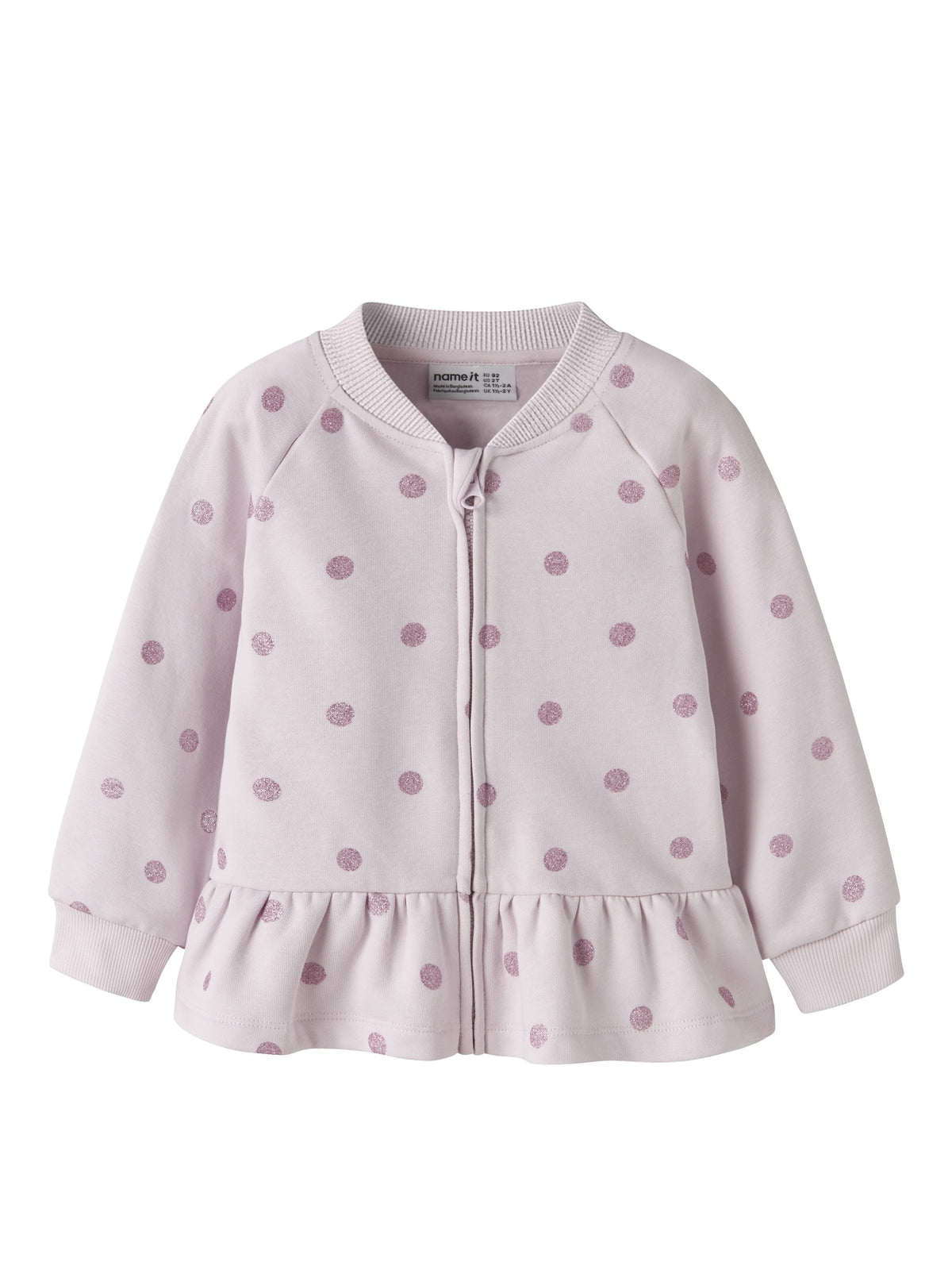 NAME IT Ovidia Long Sleeve Sweatshirt Cardigan in Light Lilac angled view