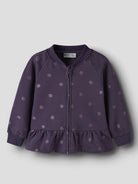 NAME IT Ovidia Long Sleeve Sweatshirt Cardigan in Navy Cosmos angled view