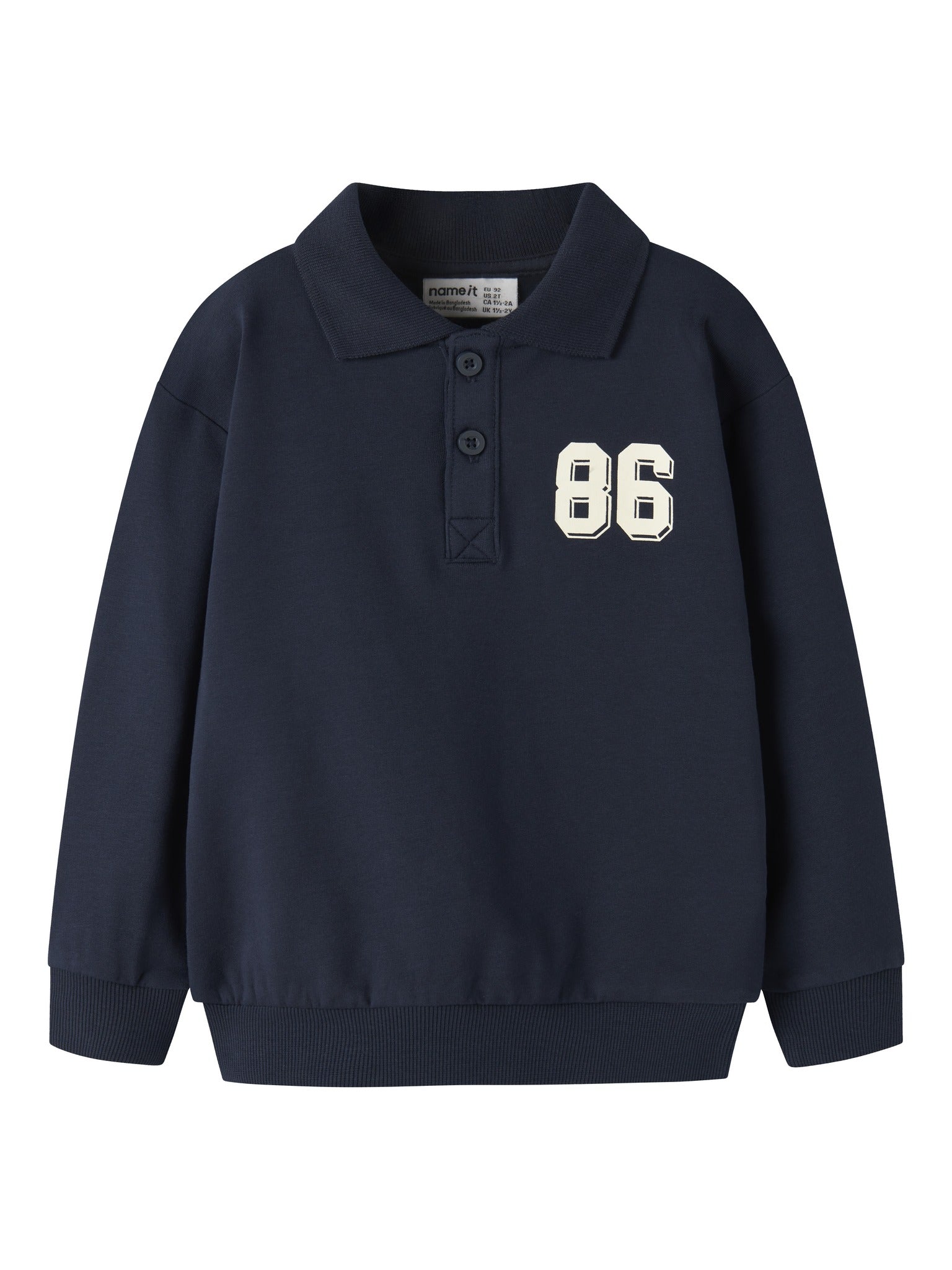NAME IT Lev Long Sleeve Sweatshirt in Navy Blazer front view