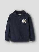 NAME IT Lev Long Sleeve Sweatshirt in Navy Blazer angled view