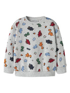 NAME IT Leon Long Sleeve Sweatshirt in Light Grey Melange front view