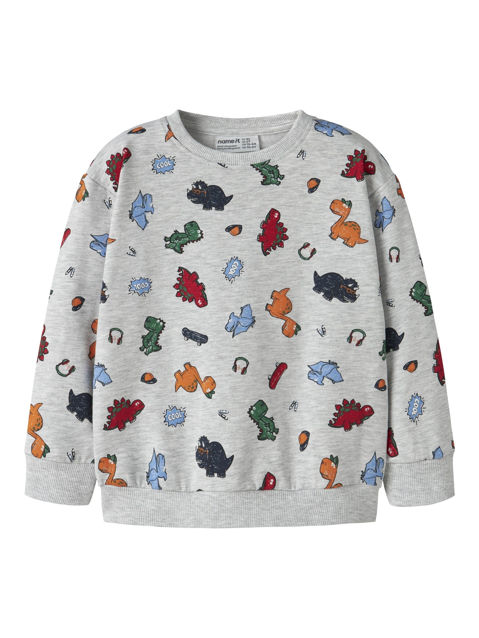 NAME IT Leon Long Sleeve Sweatshirt in Light Grey Melange front view