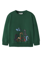 NAME IT Leon Long Sleeve Sweatshirt in Evergreen front view