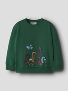 NAME IT Leon Long Sleeve Sweatshirt in Evergreen angled view