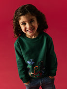 NAME IT Leon Long Sleeve Sweatshirt in Evergreen lifestyle model view