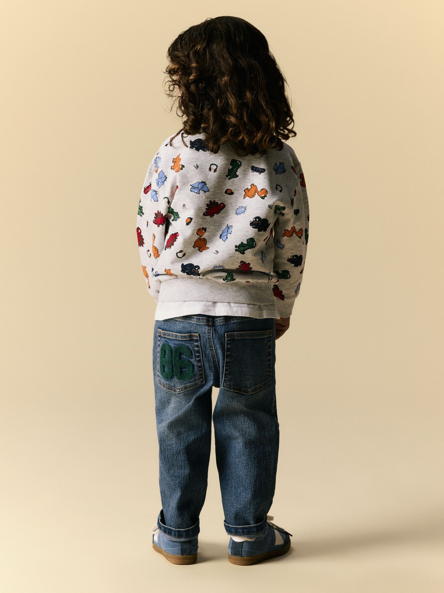 NAME IT Leon Long Sleeve Sweatshirt in Light Grey Melange all-over print