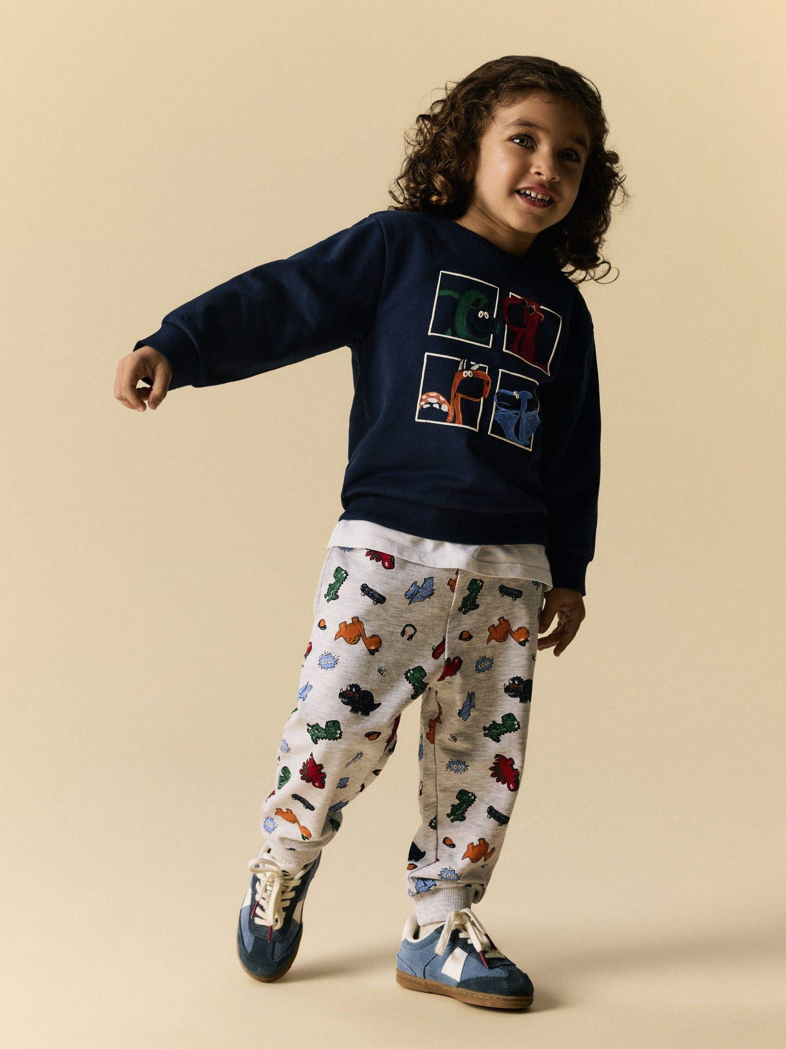 NAME IT Leon Sweat Pants in Light Grey Melange printed sweat pants