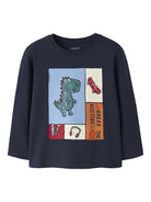 NAME IT Lucius Long Sleeve Top in Navy Blazer front view