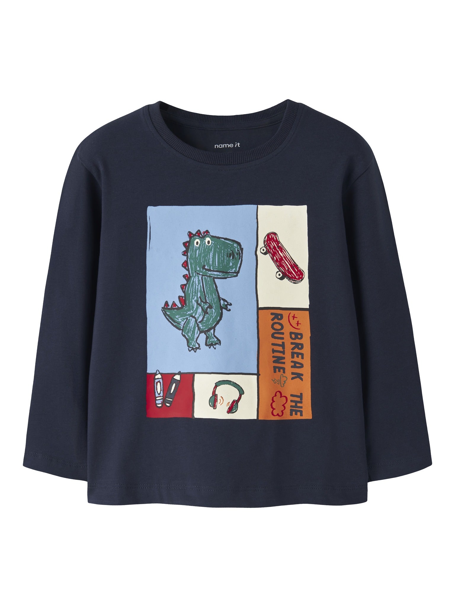 NAME IT Lucius Long Sleeve Top in Navy Blazer front view