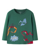 NAME IT Lucius Long Sleeve Top in Evergreen front view