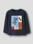 NAME IT Lucius Long Sleeve Top in Navy Blazer angled view