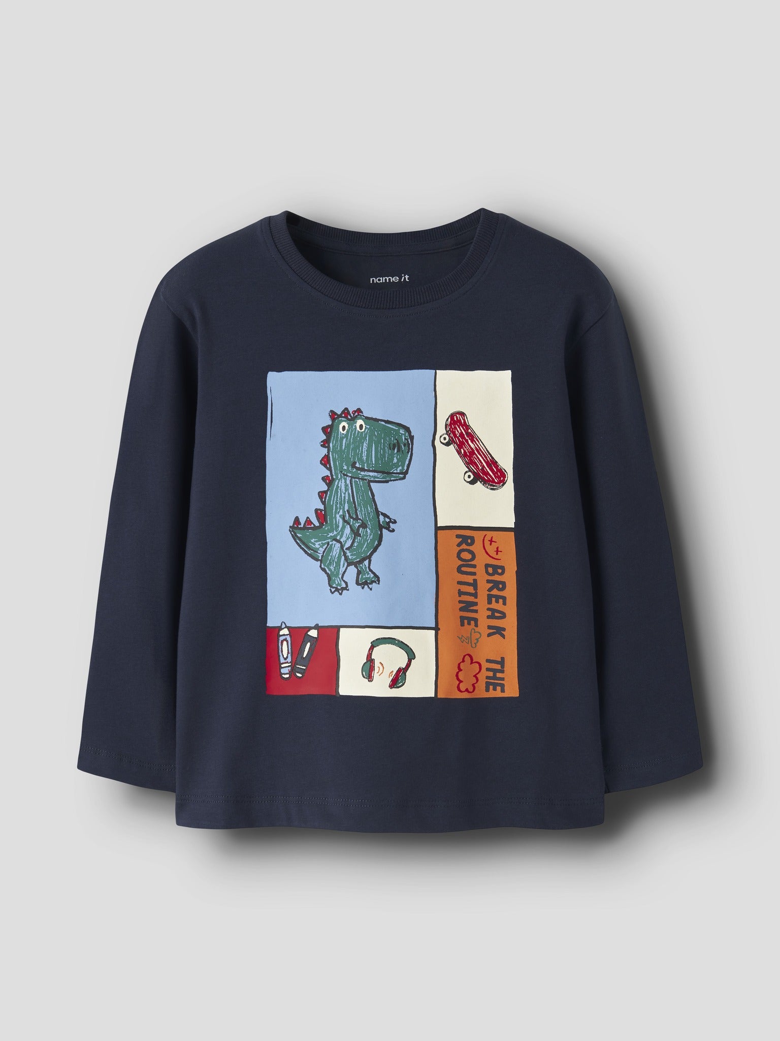 NAME IT Lucius Long Sleeve Top in Navy Blazer angled view
