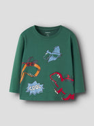 NAME IT Lucius Long Sleeve Top in Evergreen angled view