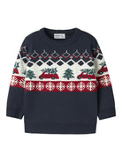 NAME IT Rissi Long Sleeve LOOSE Knit in Navy Blazer front view