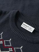 NAME IT Rissi Long Sleeve LOOSE Knit in Navy Blazer collar and pattern detail