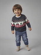 NAME IT Rissi Long Sleeve LOOSE Knit in Navy Blazer christmas pattern