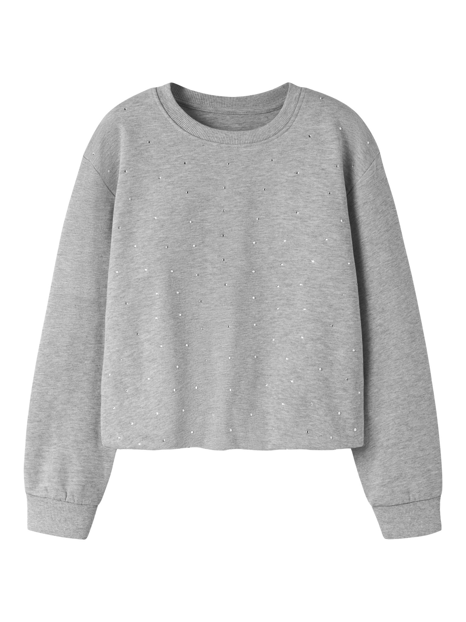 NAME IT Noluvi Long Sleeve Sweatshirt in Grey Melange front view