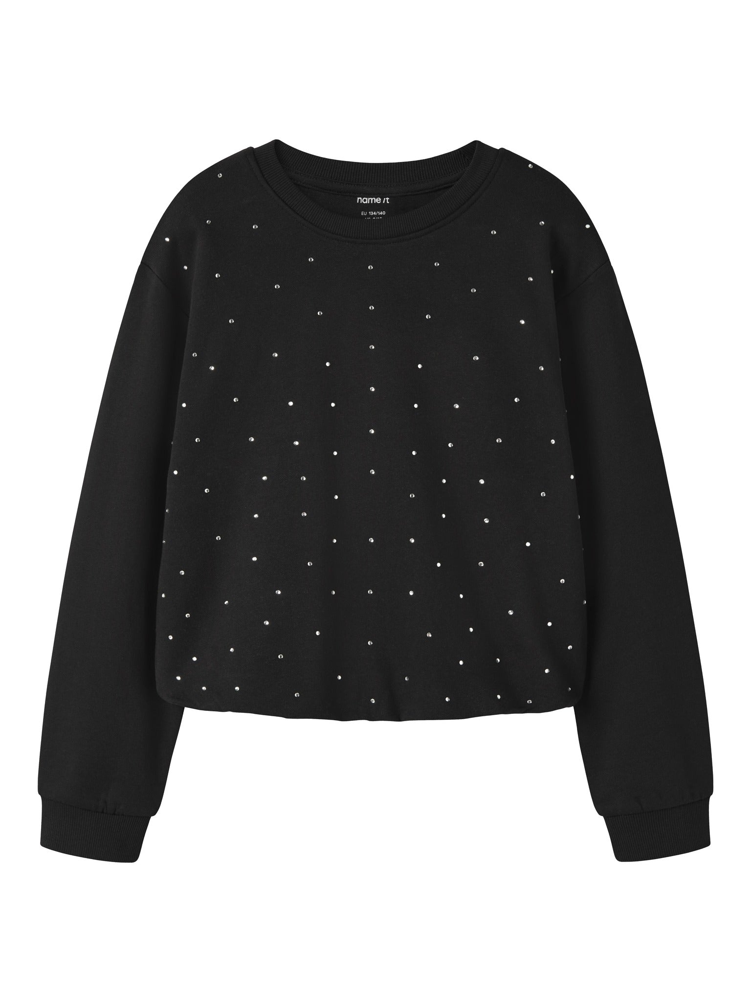 NAME IT Noluvi Long Sleeve Sweatshirt in Black front view