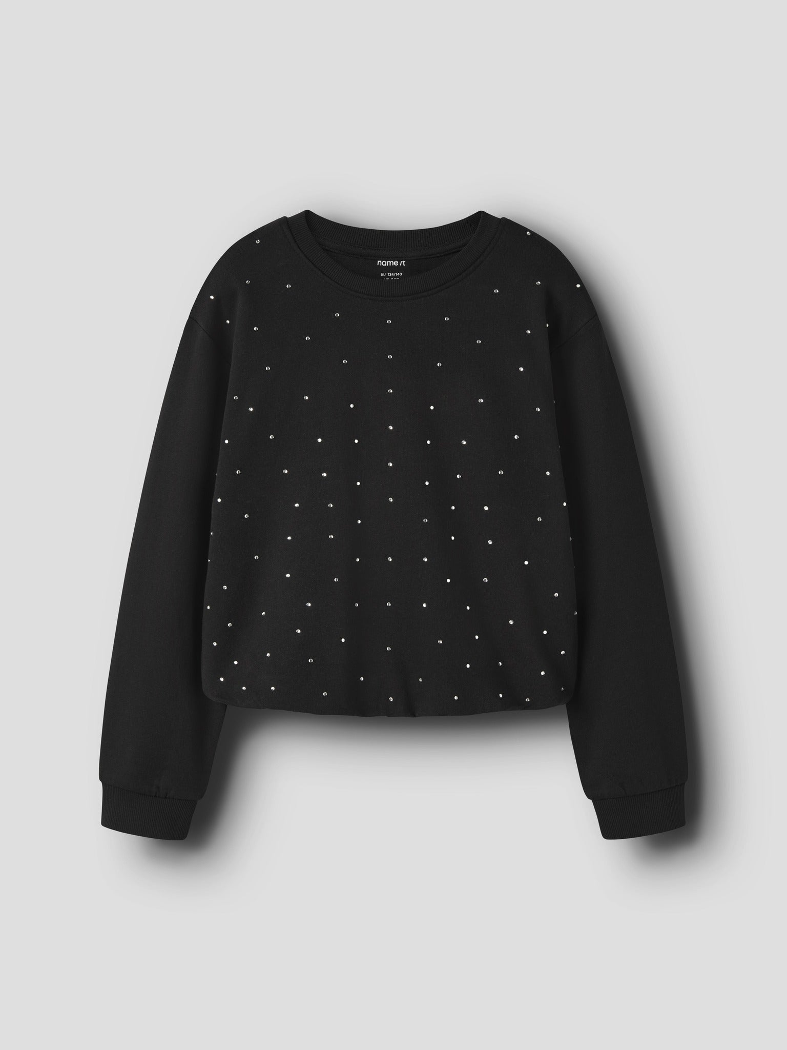 NAME IT Noluvi Long Sleeve Sweatshirt in Black angled view