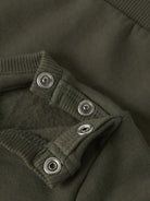NAME IT Neil Long Sleeve Sweatshirt in Olive Night snap button collar detail
